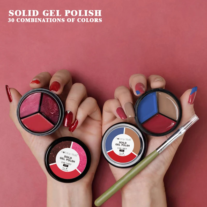 3 IN1 Soild Mirror Powder Laser Aurora Magic  Powder UV Gel Polish Chrome Metallic Mirror Powder Set