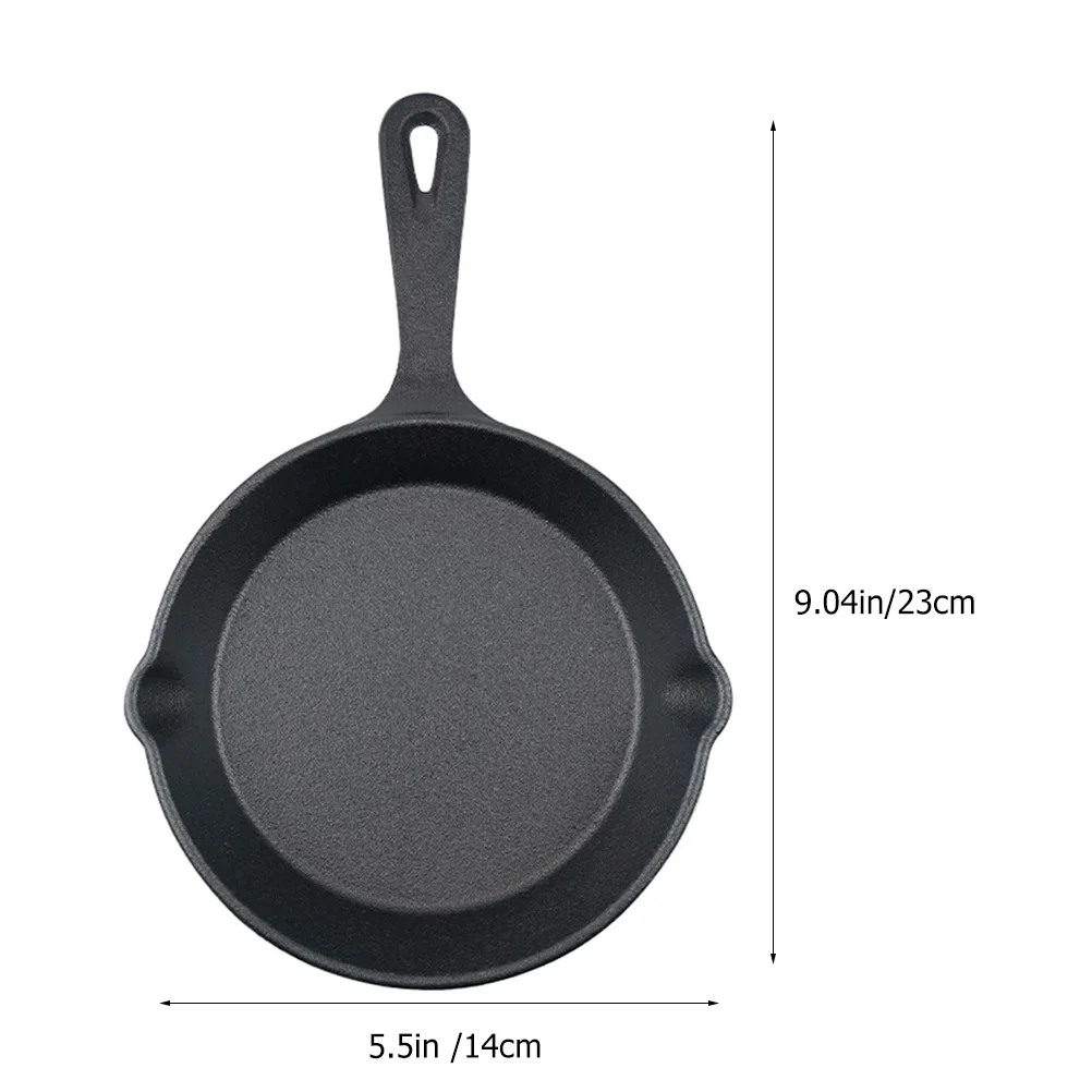 14-26cm Cast Iron Cookware frying pan skillet Cooking steak plate cast iron grill pan sizzling hot plate with wooden base