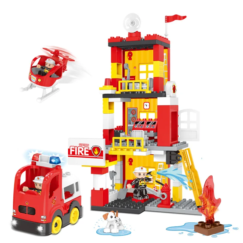 FiveStar 166PCS City Fire Truck and Station Building Blocks Set with Firefighter Engine Vehicles Rescue Building Block Toys