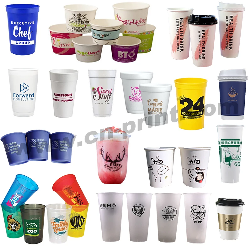 Multicolor Bubble Tea Paper Cup Screen Printing Machine for Coffee Plastic Cup with LED UV Cuing System