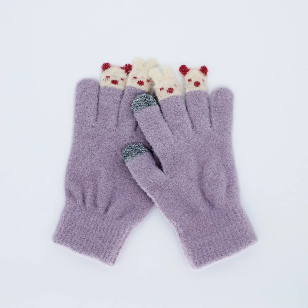 cheap price acrylic Knit touch screen jacquard warm kids winter gloves