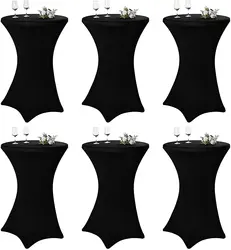 32x43 Inch High Top Round Cocktail Stretch Spandex Table Cover Black White Fitted Elastic Table Cloth