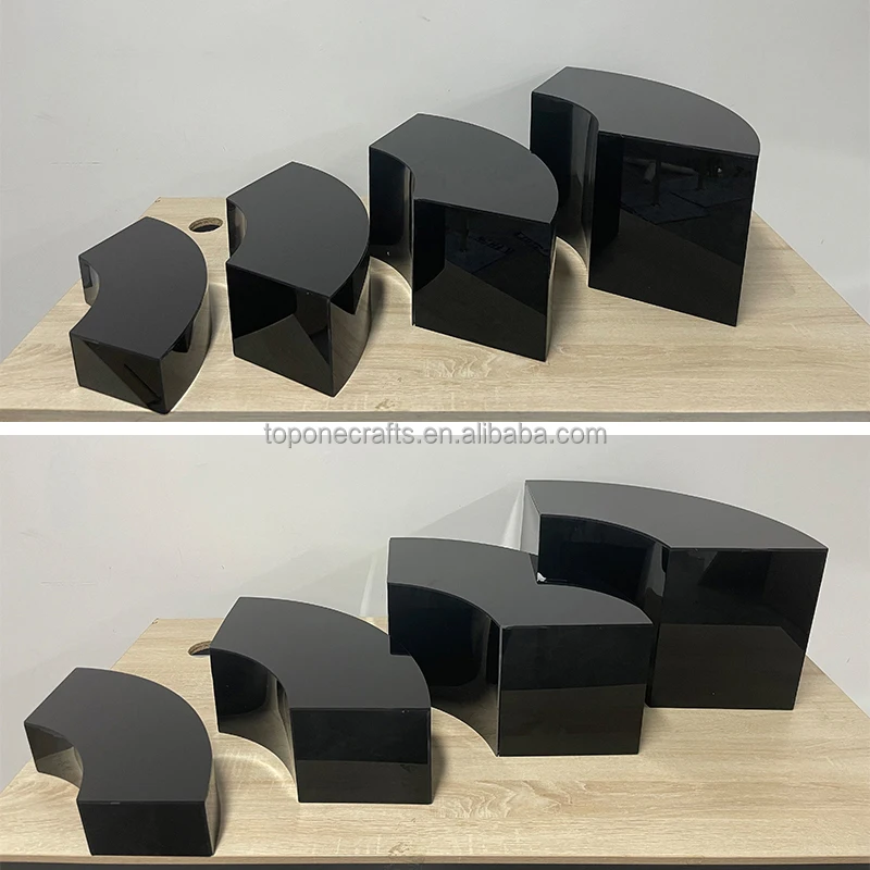 Wedding Party 7PCS Set Black White Acrylic Buffet Display Nesting Cube Food Display Acrylic Risers for Wedding Party