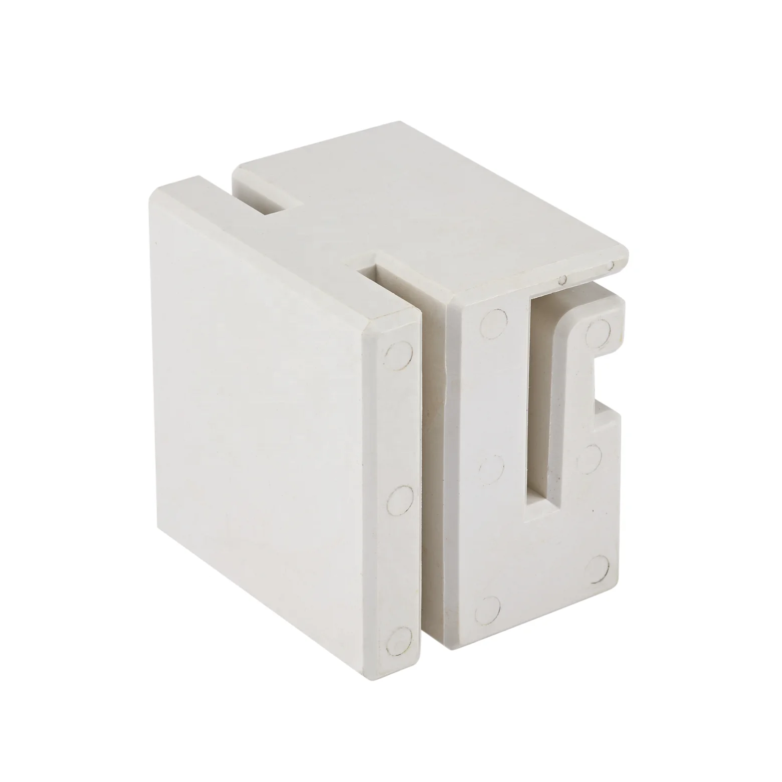 Sliding Gate White Nylon Plastic Block Holder in Aluminum Channel