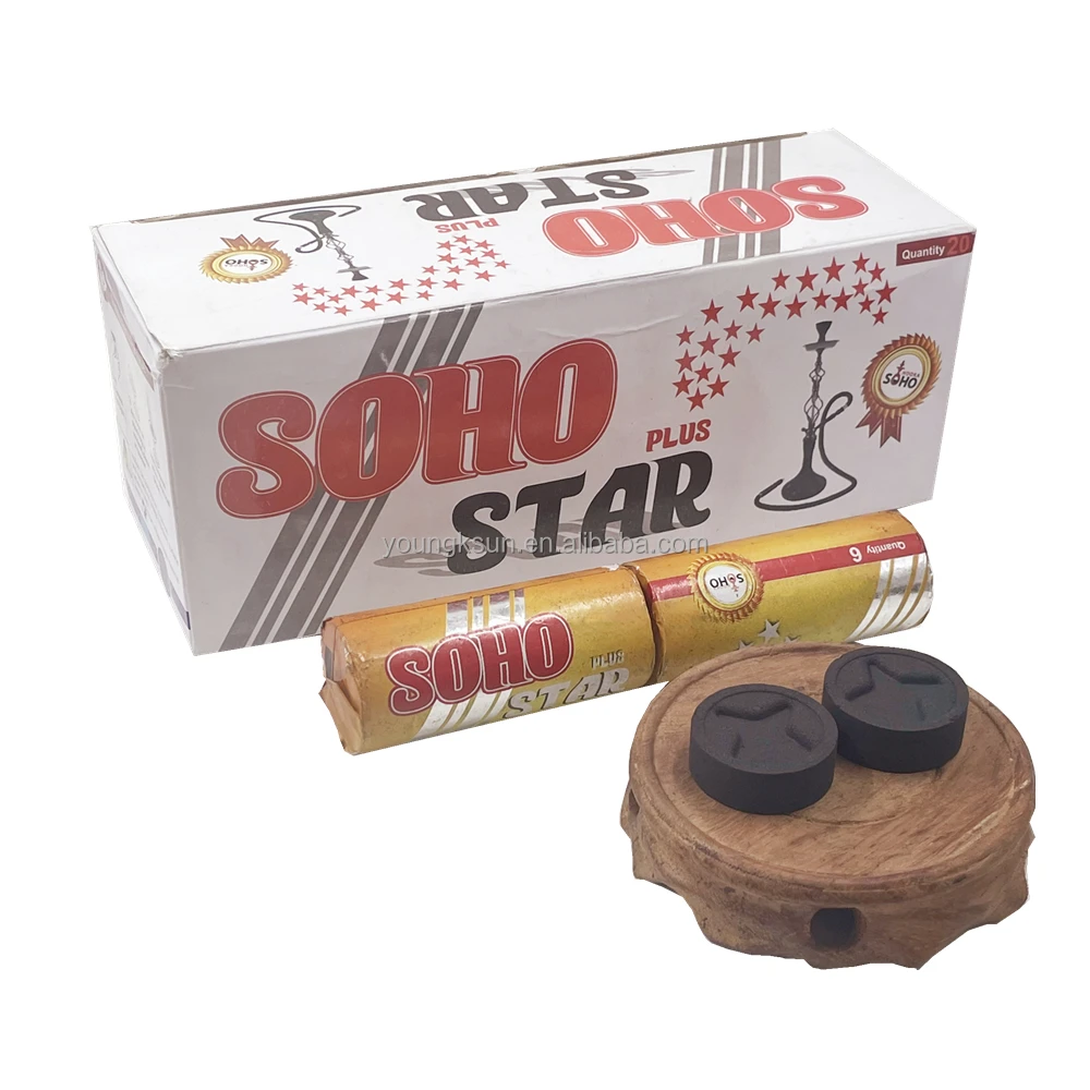 YKS хорошее качество фруктовое дерево 35 мм Звездный уголь таблетки 6 шт./рулон круглый