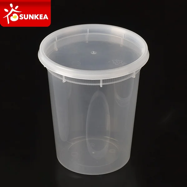 Disposable Take Away Food Grade PP Transparent Plastic Clear Sauce Salad Deli Container with Clear Lid