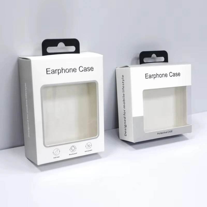 Custom Paper Box Wireless Earbuds Earphones Phone Wireless Charger Phone Case Headphone Pink Packaging Box With Window