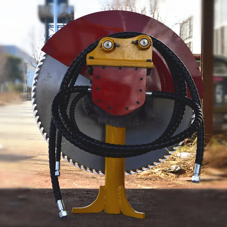 Rock Saw with 1000mm Blade Cutting Hard Limestone Mounted by Excavator