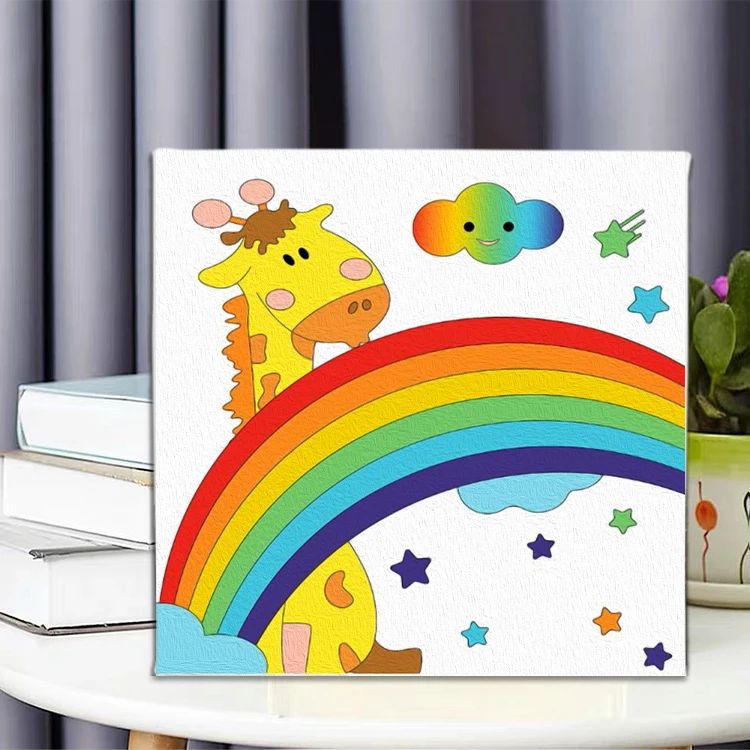 Children Educational Colouring Toy 20*20cm Diy Paintworks Painting Kits On Canvas With Frame For Kids