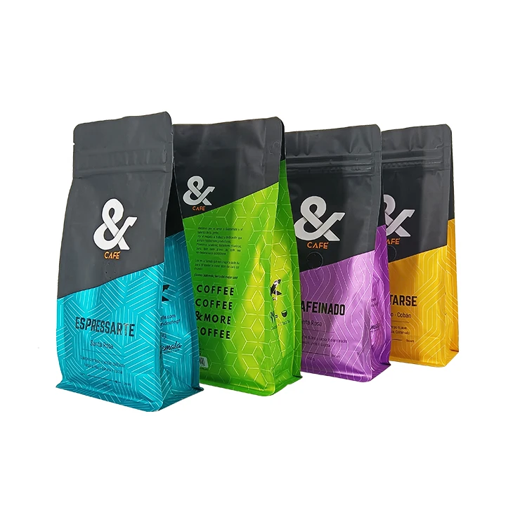 Custom Printed Aluminum Foil Protein Powder Packaging Flat Square Bottom Pouch Plastic Food Coffee Bag