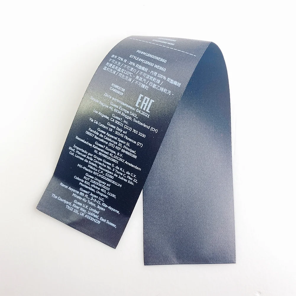 Eco-friendly Custom Printed Double Side Design Logo Sew on Print Wash Care Size Labels for Clothing