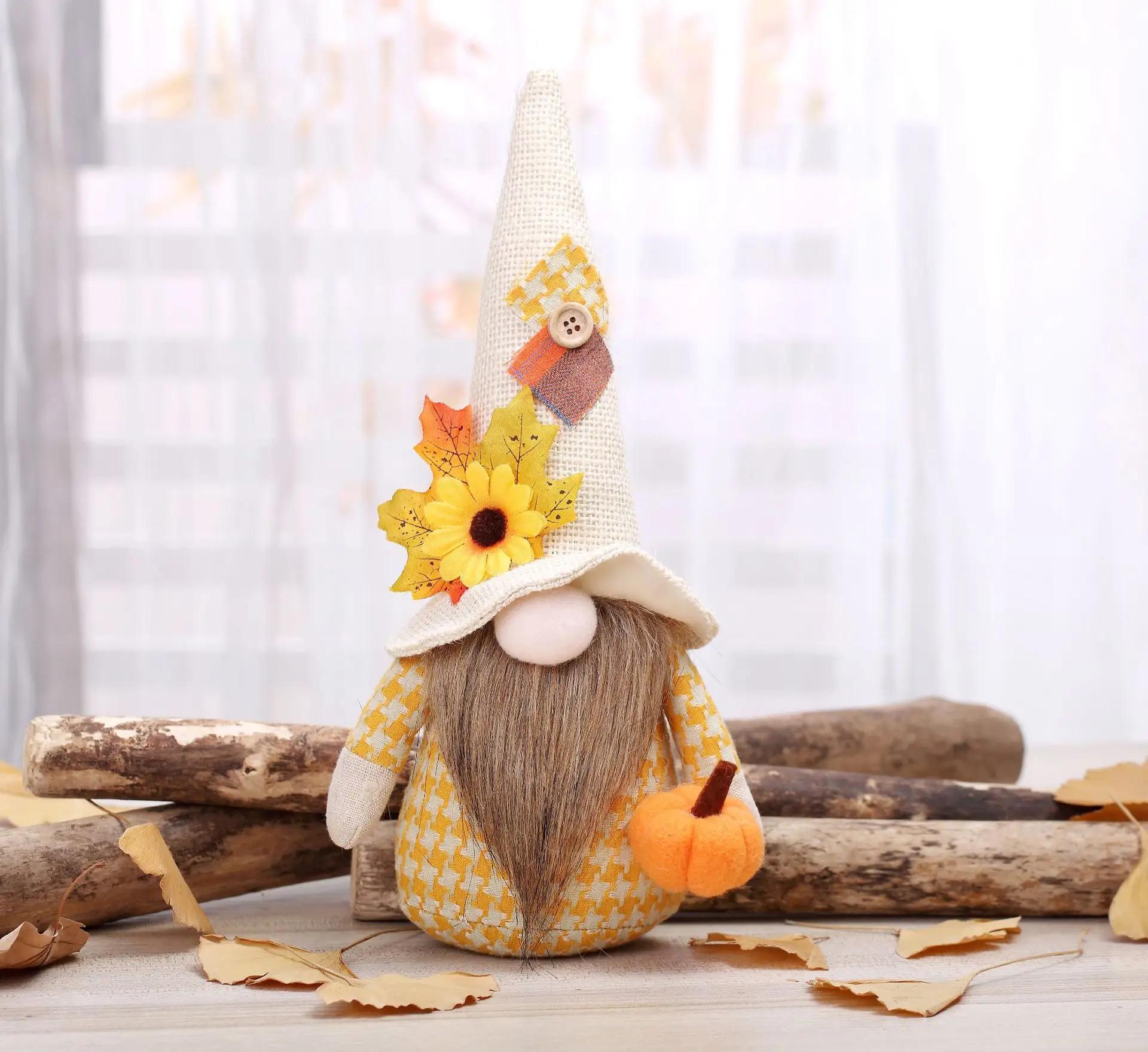 Harvest Season Maple Leaf Chinese Restaurant Sunflower Curved Hat Thanksgiving Decoration