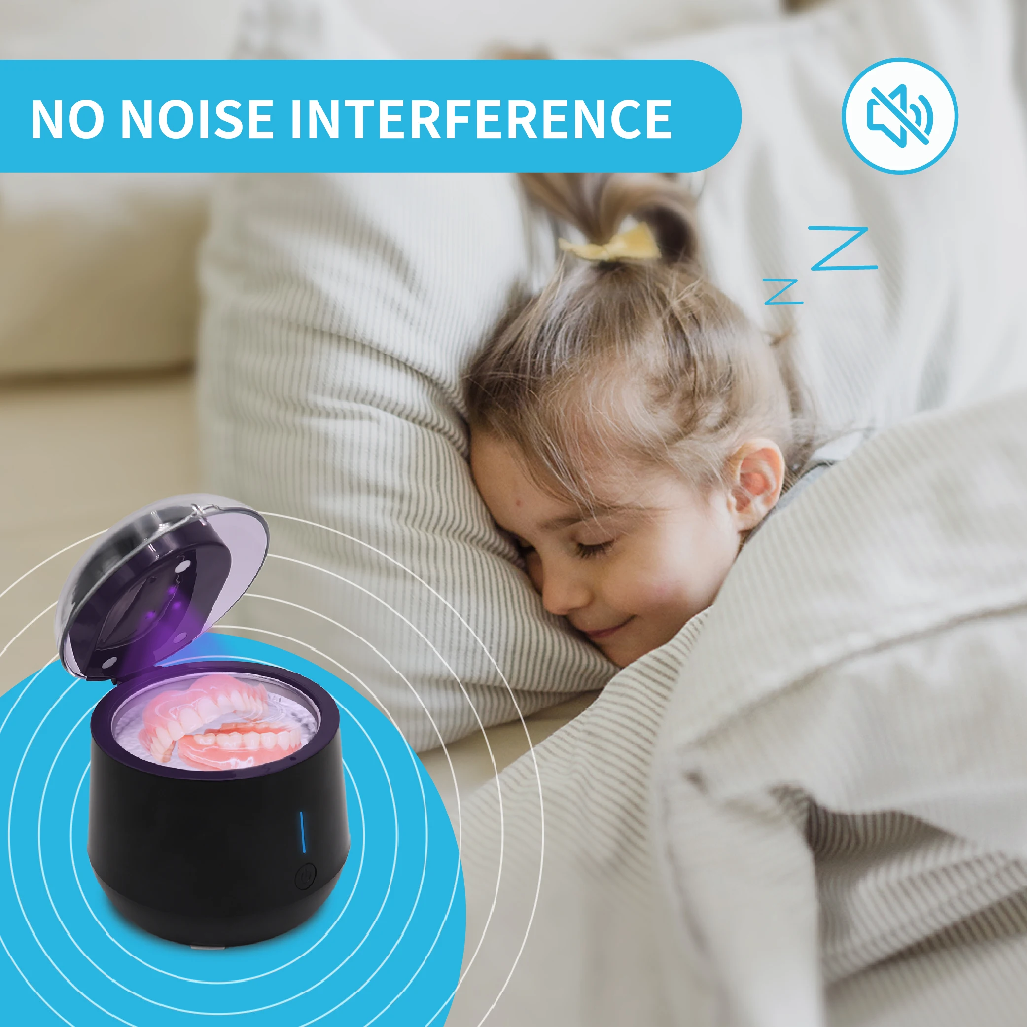 Ultrasonic UV Cleaning Jewlery Watch Dental False Teeth Aligner Retainer Mouth Guard Ultrasonic UV Cleaner for Dentures