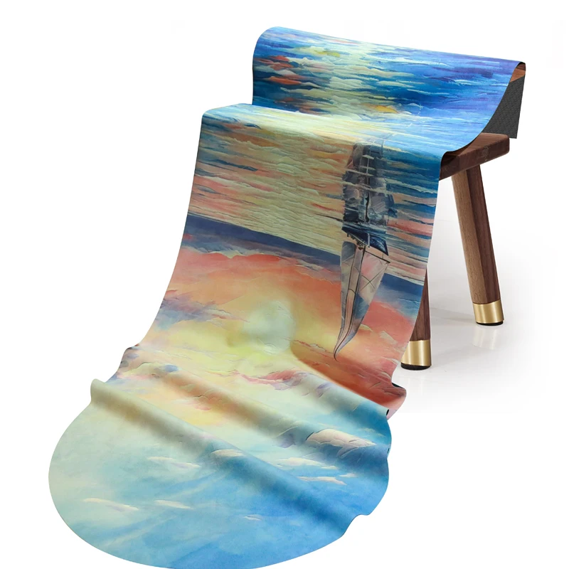 Anti-slip Polyurethane Vegan Pu Rubber Custom Printed Yoga Mat Pilates Fitness Mats With Round Arch Shape