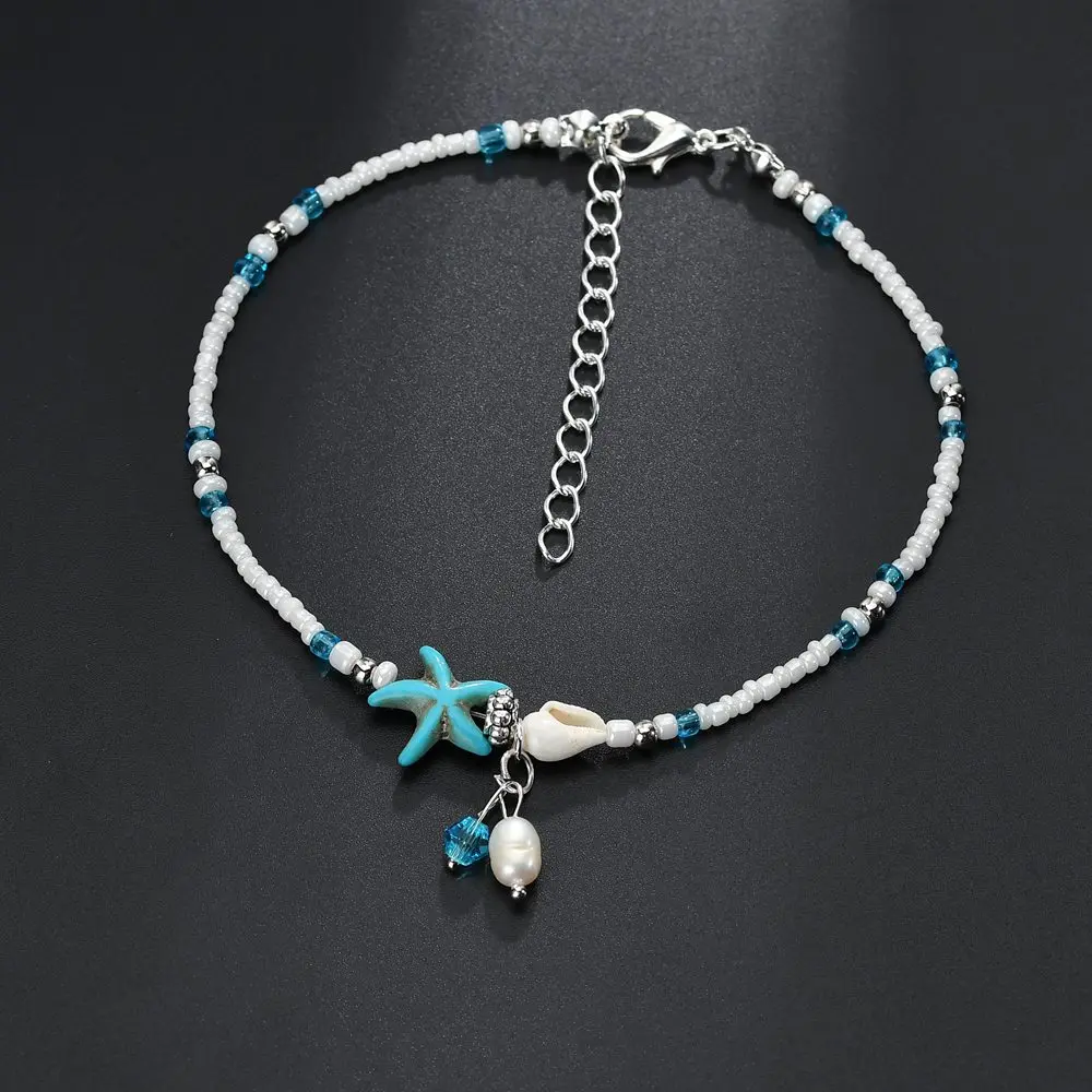 Boho Jewelry Starfish Shell Beach Anklet Conch Anklet With Charms Bead Bracelet For Summer Accessories