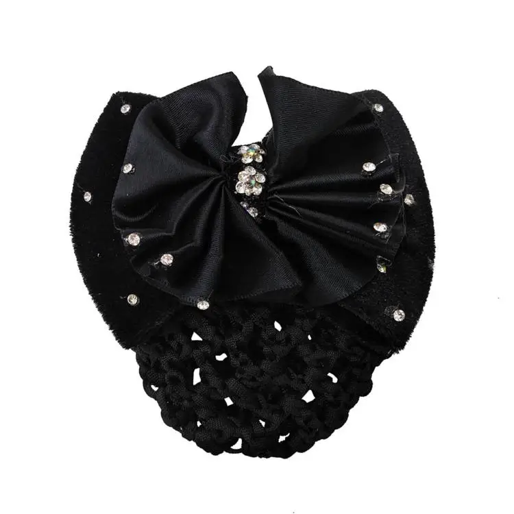 HC370 Classic Bow Net Hair Clip Magic Hair Clip Fabric Bow Hair Accessories with Rhinestone For Girl