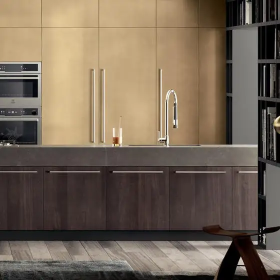 Whole sale quality modern kitchen cabinet with island stone top table