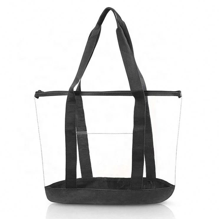 Cheap PVC Shopping Handbags Bag Large Capacity Clear Transparent Plastic Tote Shopper Bag