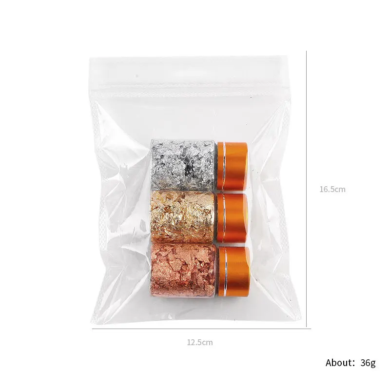 MEETNAIL wholesale nail gold leaf sheets 3 jar 3g/5g/10g Silver Copper Metallic Foil Flakes for nail art