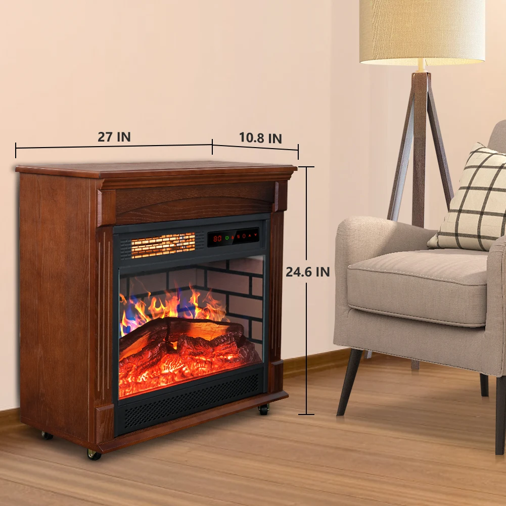 Konwin FP404RNA  Walnut Wood Fireplace Cabinet Electric Fireplace with Mantel