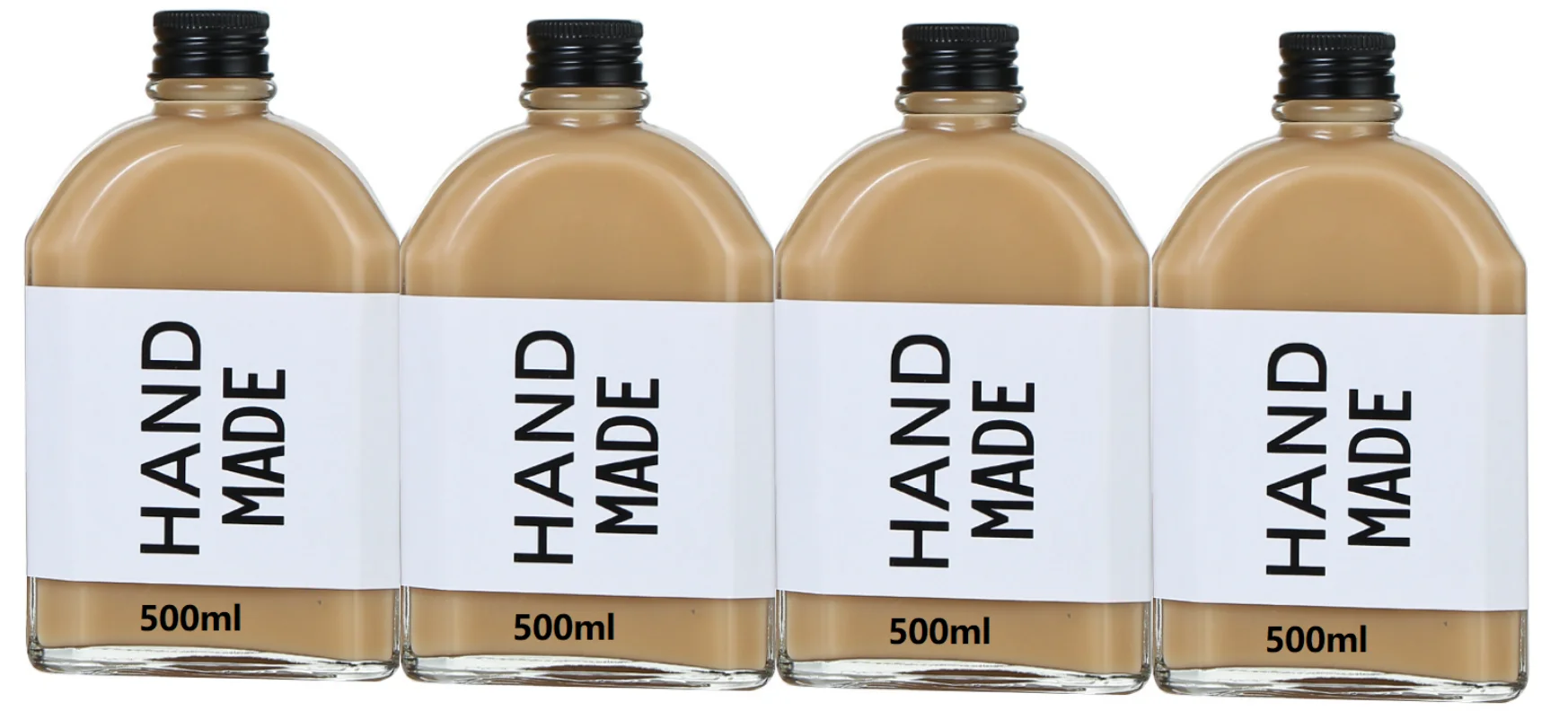 100ml 200ml 250ml 350ml 500ml  clear flat cold brew coffee glass bottle for coffee beverage wine  milk tea with aluminum cap