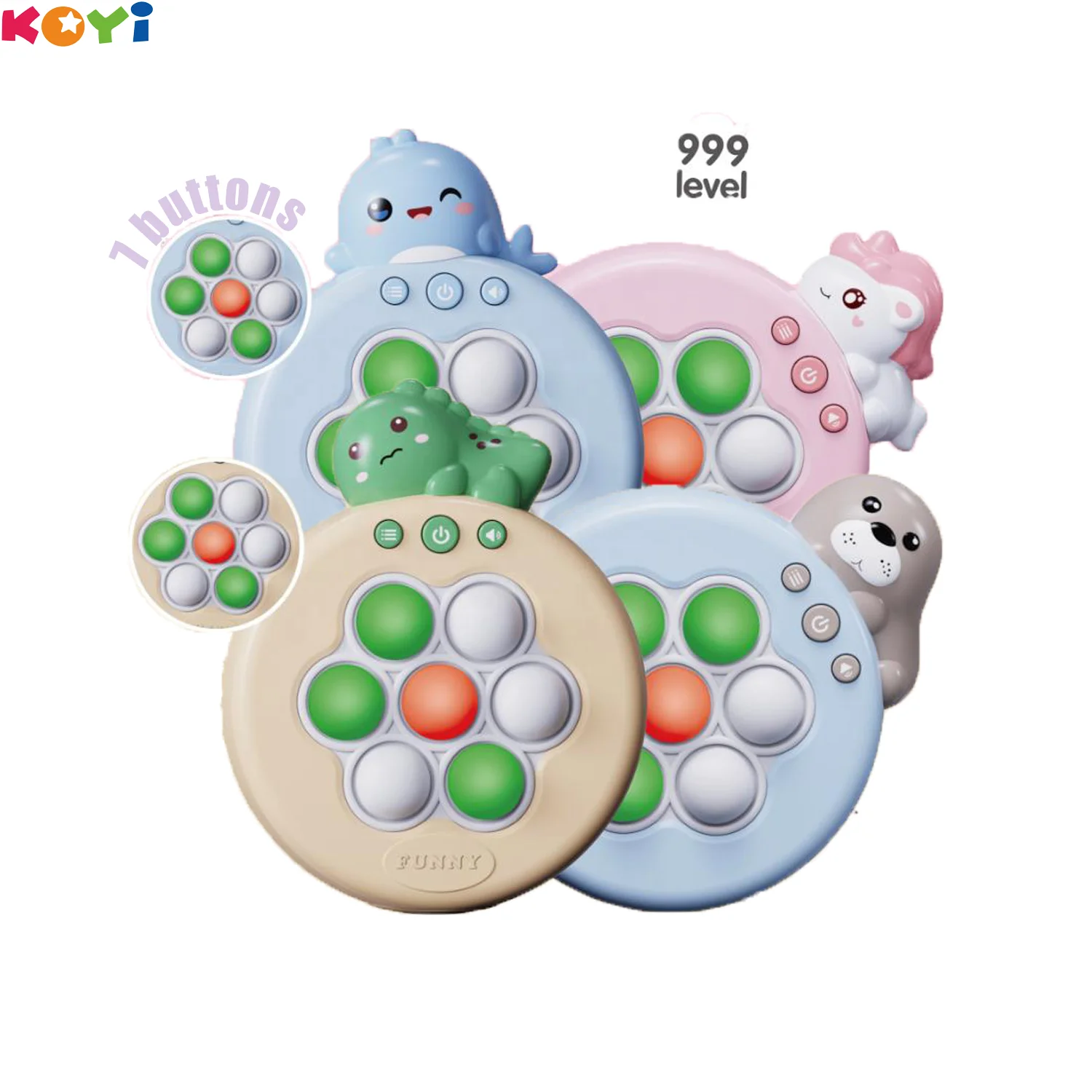 2024 Newest Puzzle Montessori Toy Double Lights And 7 Modes Quick Push Game Cute Cartoon Shape Pop Fidget Toy