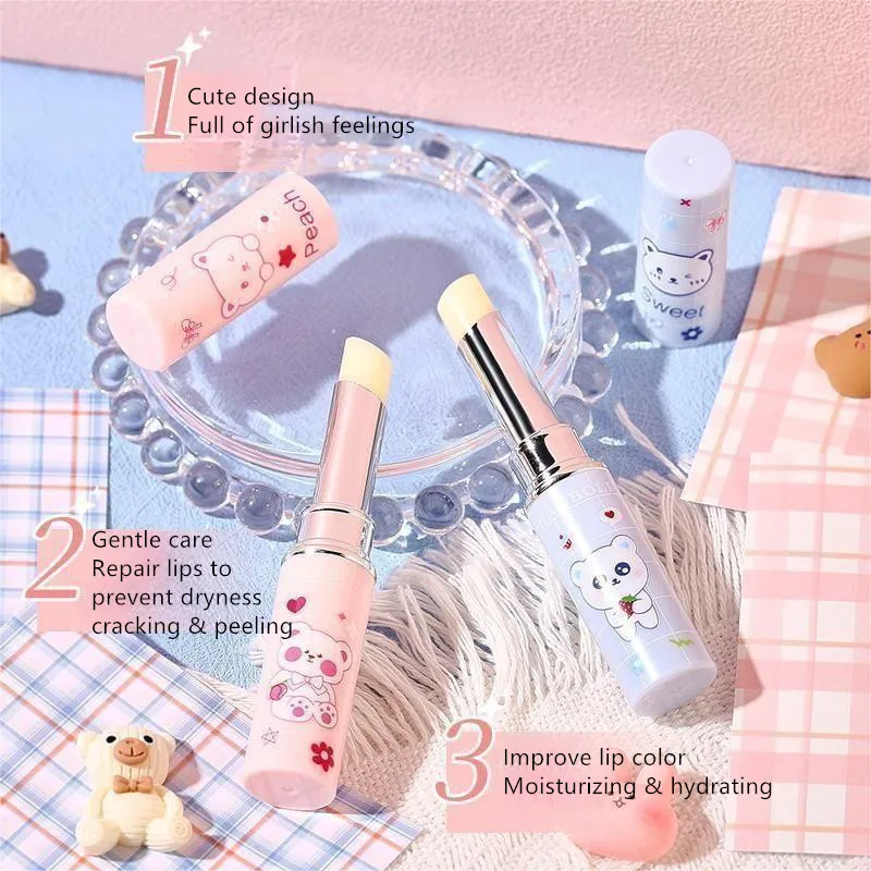 OEM Organic Natural Lip Stick Moisturizing Repair Lighten Lip Lines Honey Peach Strawberry Nourishing Lip Balm