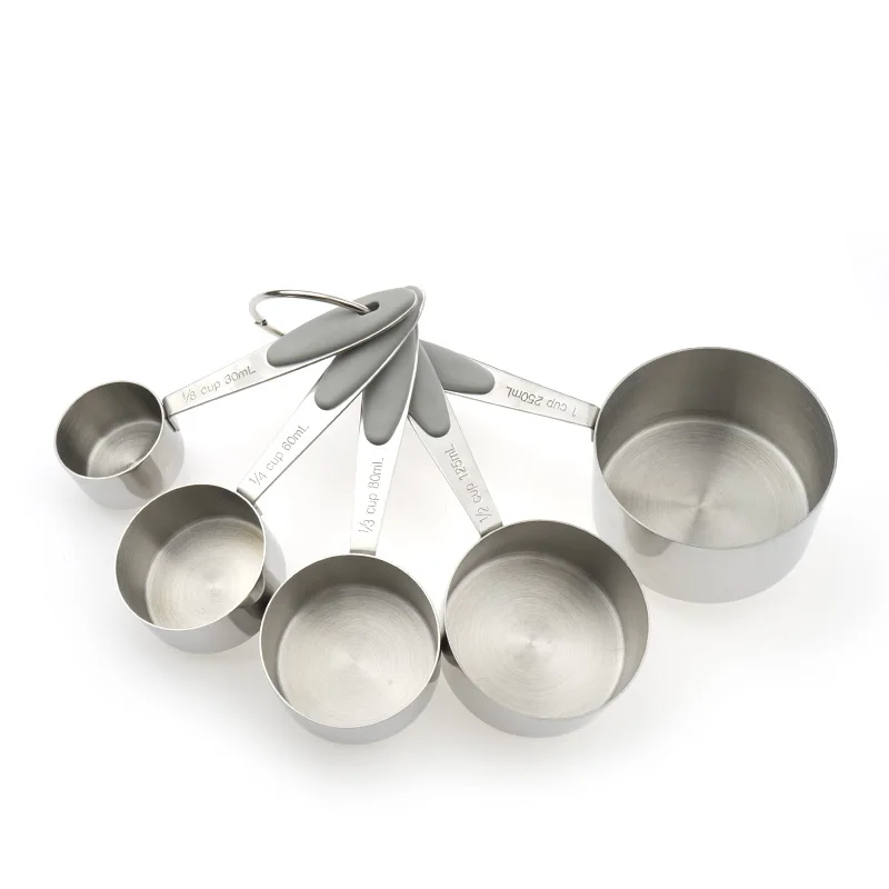 Stainless Steel Measuring Cups and Spoons Set of 10 Pieces Measuring Gadgets with Non-Slip Multi-Color Handles