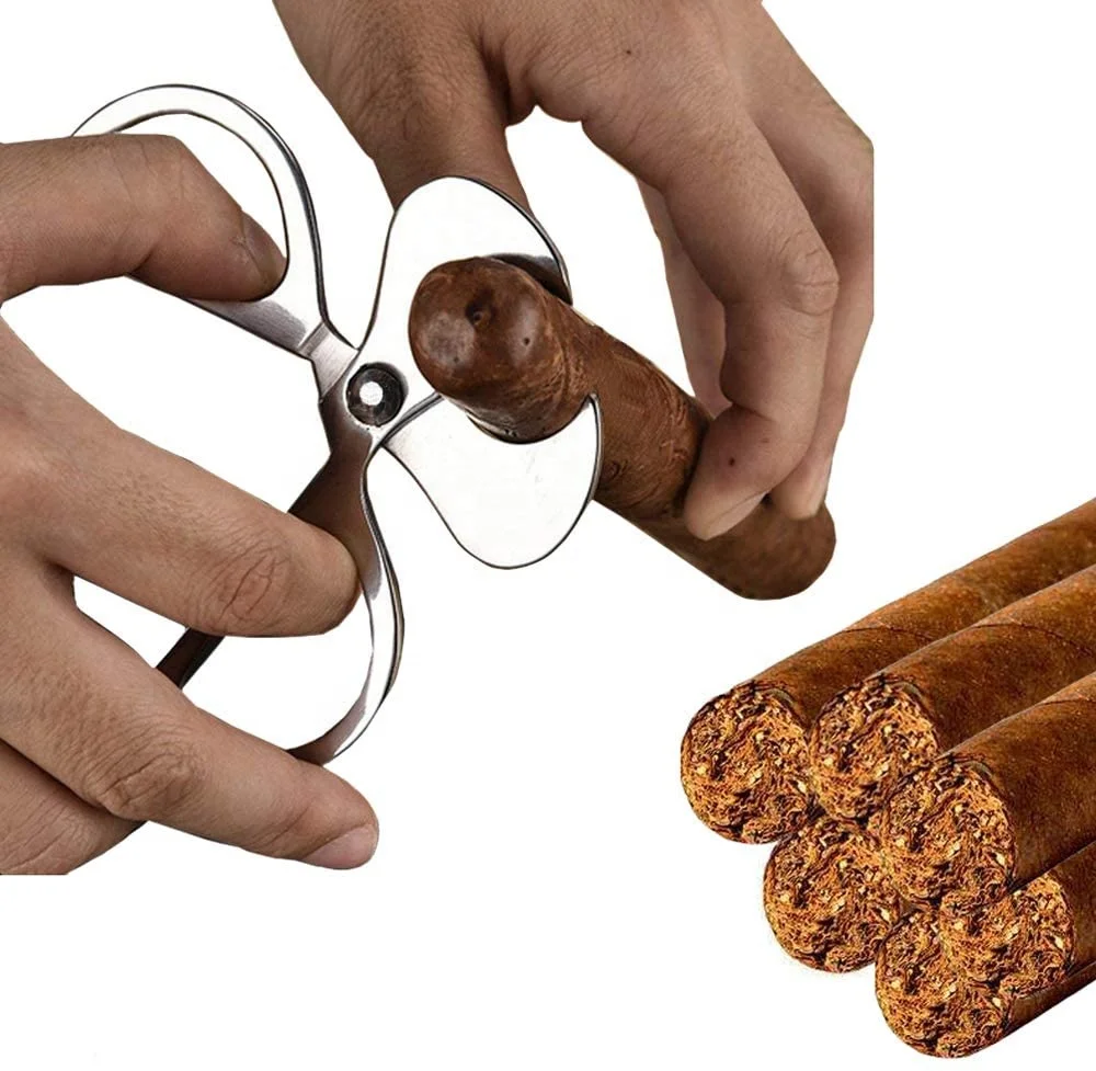 stainless steel cigar scissors cutter double cut blade scissors