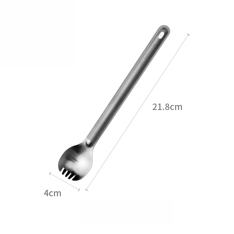 Outdoor Camping New Pure Long Handle Titanium Backpacking Spoon Tableware Soup Rice Spoon Sandblasted Fork Spoon