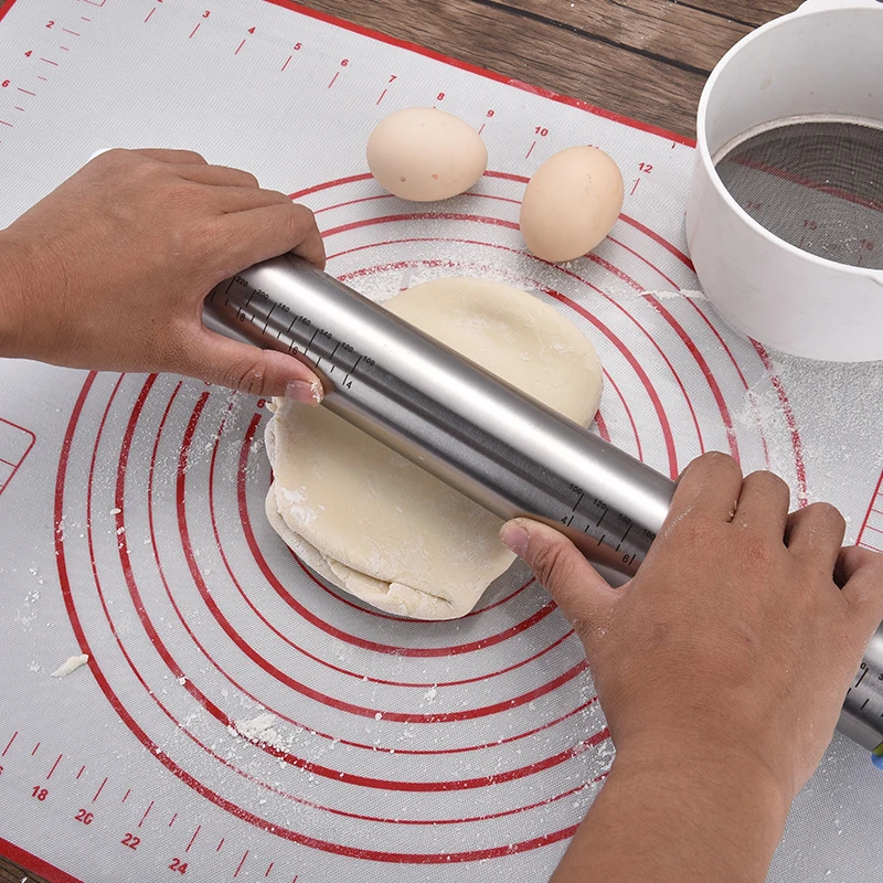 New Products Stainless Steel Adjustable Rolling Pin and Pastry Mat Baking