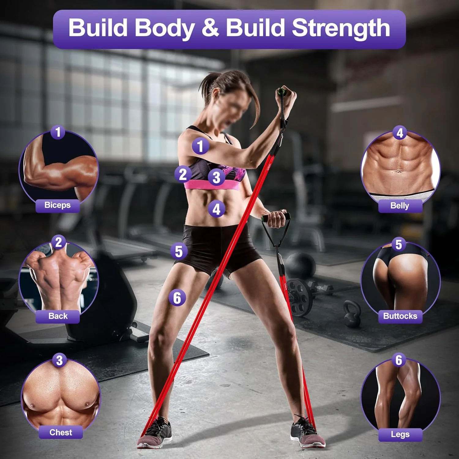 Amazon Hot selling Latex Rubber Long Heavy Duty Pull up resistance bands Strength training exercise for Gym Working out Fitness