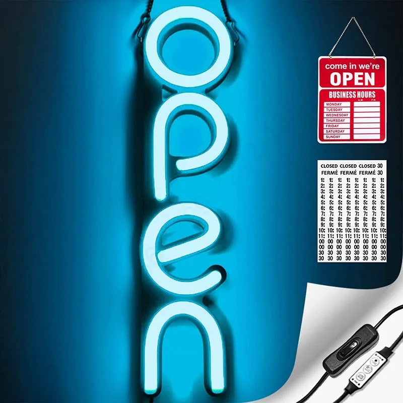 Led Advertising Business Signs Factory Hot Sale Custom Super Bright Led Open Sign Led Letter Vertical Ice Color Open Neon Signs