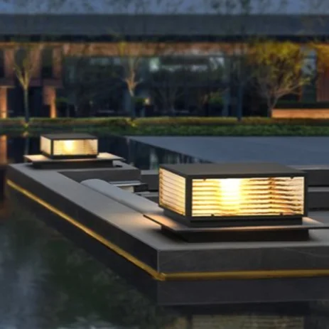 Z-22525 JDKM modern simple waterproof door black stainless steel glass wall decorative front wall square column lamp