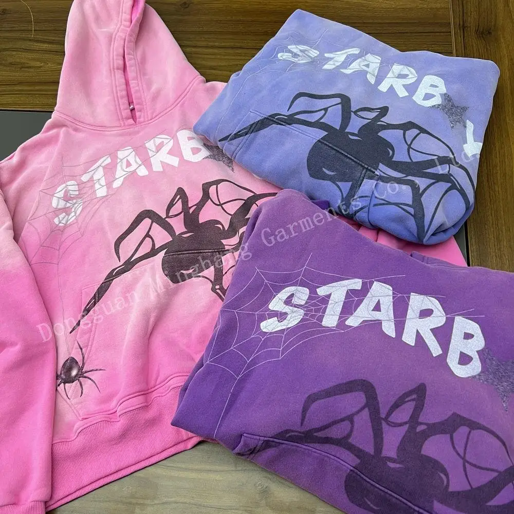 Manufacturer Cropped Boxy Hoodie Print Logo Retro Washed Hoodie For Men