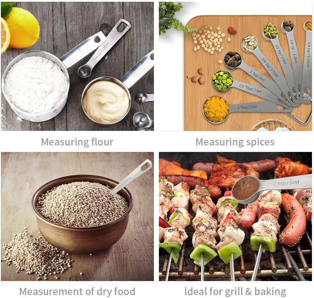 Stainless Steel Measuring Cups And Spoons Set Engraved Measurements Measuring Cup Spoon