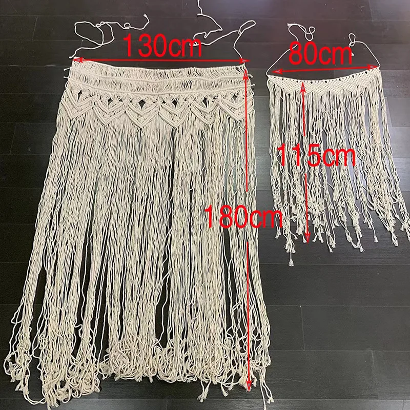 Wedding Scene Props Woven Curtain Tassel Cotton Rope Wall Decor Tapestry Macrame Wall Hanging Curtains