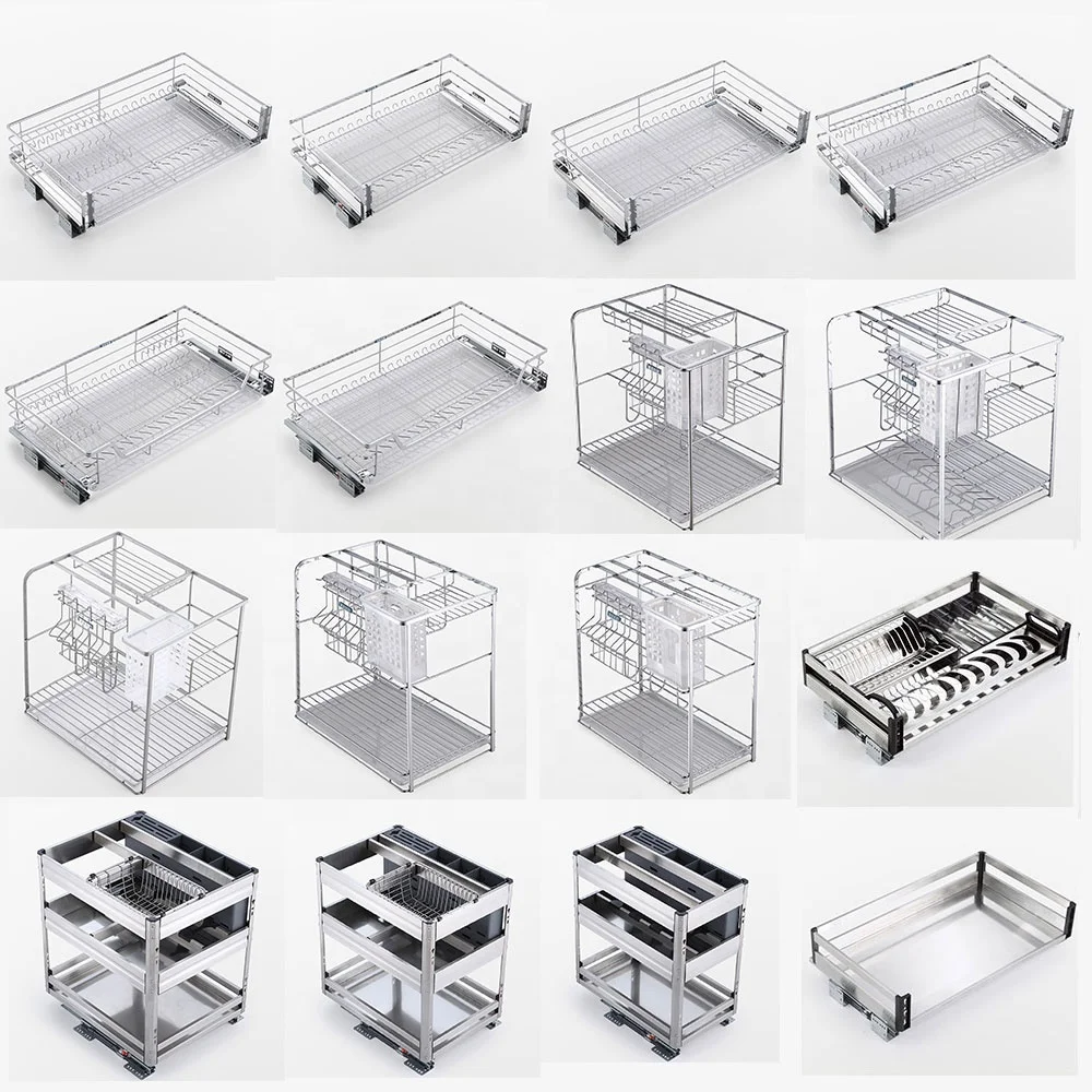 Хромированная выдвижная корзина для корзин