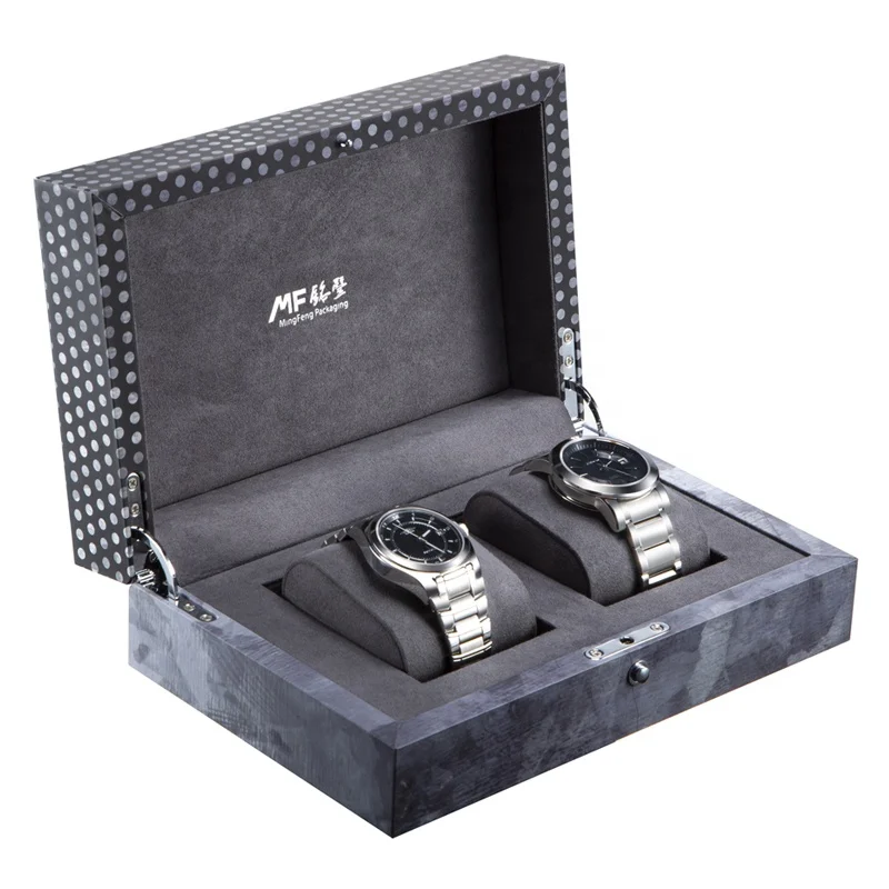 Новый дизайн, перерабатываемая Роскошная деревянная коробка из МДФ, витрина для часов, деревянная коробка с двумя слотами, часы