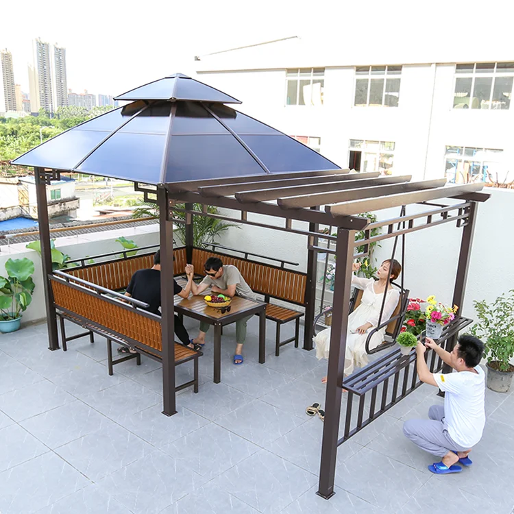 Hot sale shade summer indoor family cast iron classic black pavilion furniture