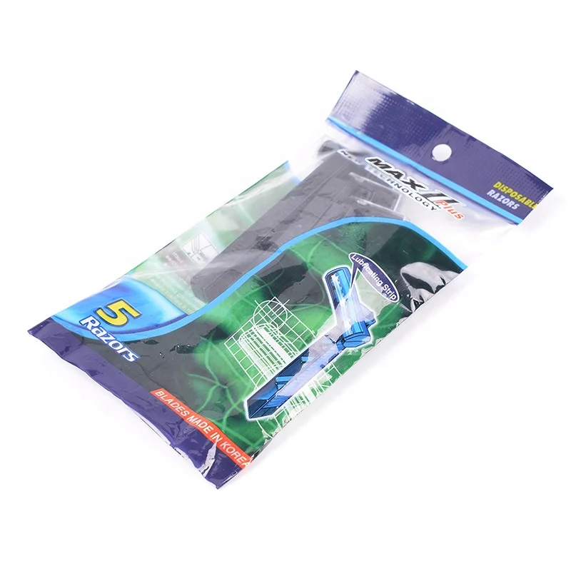 Cheap razor is black color plastic handle and shaving blades stainless steel shaver on blade.