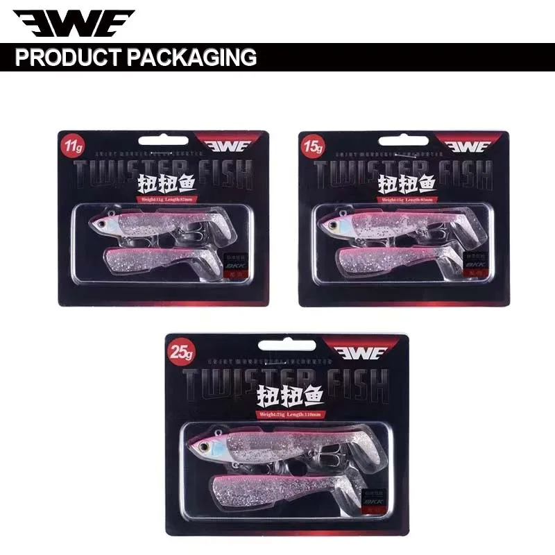 Wholesale Jig Head Soft Lure Long Casting Jig Head Paddle Tail Soft Plastic lure Black Minnow Fishing Lure