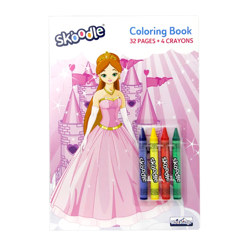 Принцесса пользовательский дизайн печать с 4 мелками для детей взрослых английский мультфильм раскраска