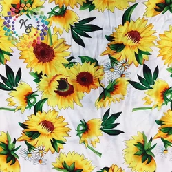 Вискозная ткань с принтом подсолнухов в сельском стиле