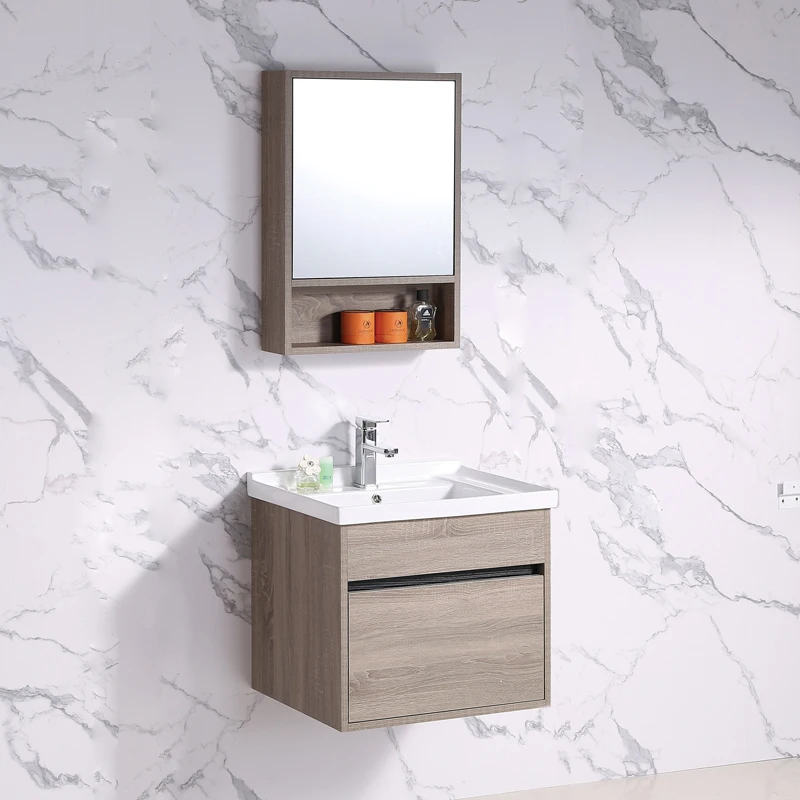 KD-BC003MFP-70 High Quality Waterproof Wooden Bathroom Vanity Cabinet with LED Mirror Modern Wall Hung Counter Top Basin Vanity