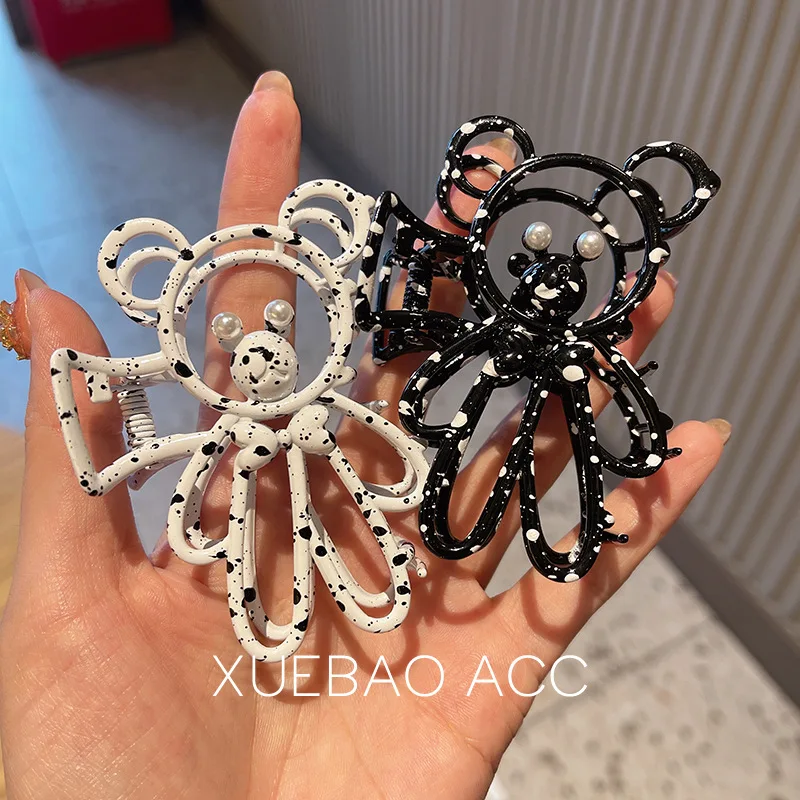 JIRIS Korean Temperament Metal Bear Girl Summer Headdress Cute Hair Claw Hair Clip Hair Accessories For Girls Women
