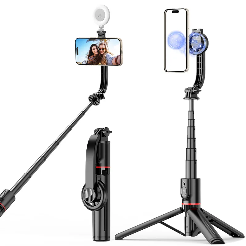 PT  Mobile Phone Bluetooth Camera Tripod Selfie Rod Portable Handheld Photo Selfie Stick 360 Rotation With Fill Light For Phone