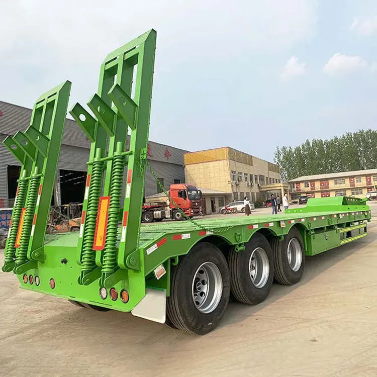 3 Axles 4 Axles 50ton 60ton Heavy Duty Hydraulic Gooseneck Lowboy Lowbed Low Bed Semi Trailer Truck For Sale