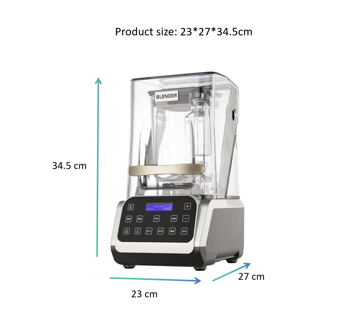 CRANDDI Wholesale Space Save Quiet Blender With Sound Proof Cover for Commercial Blender 2200W