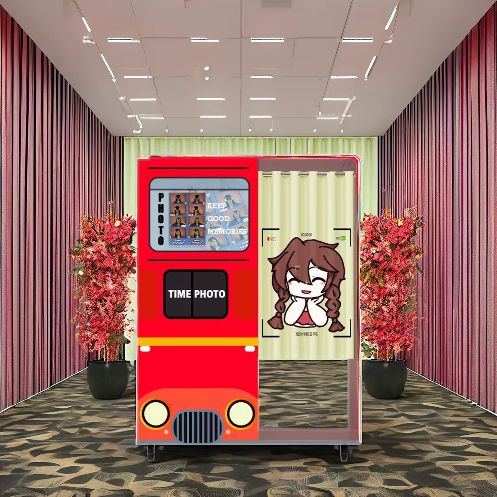 Professional Customized Self-Service Coin-Operated Photo Booth with Printer Compatible with Camera